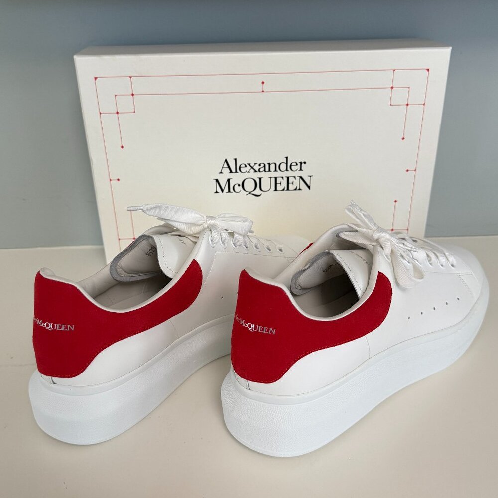 NIB Alexander McQueen White Lust Red Suede Sneaker Big & Tall Size 13